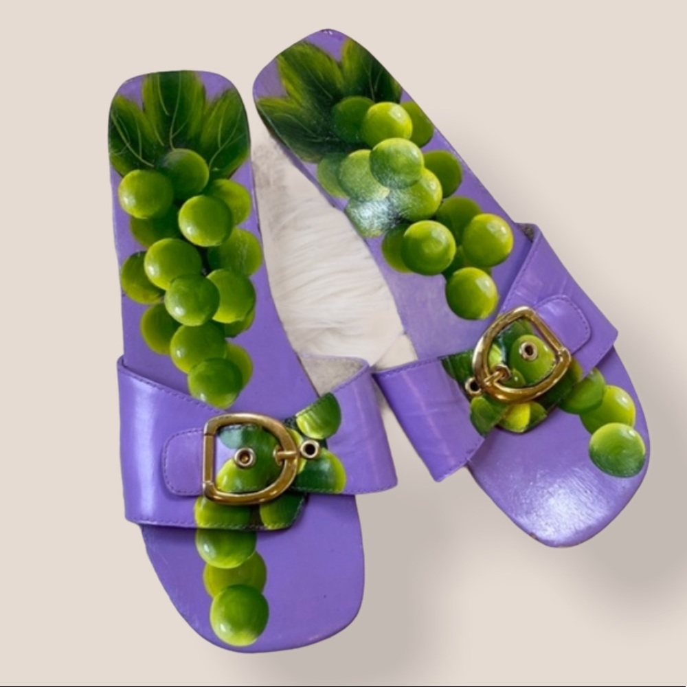 Via Blue Via Hand-Painted Slip-On Sandal Sz 7